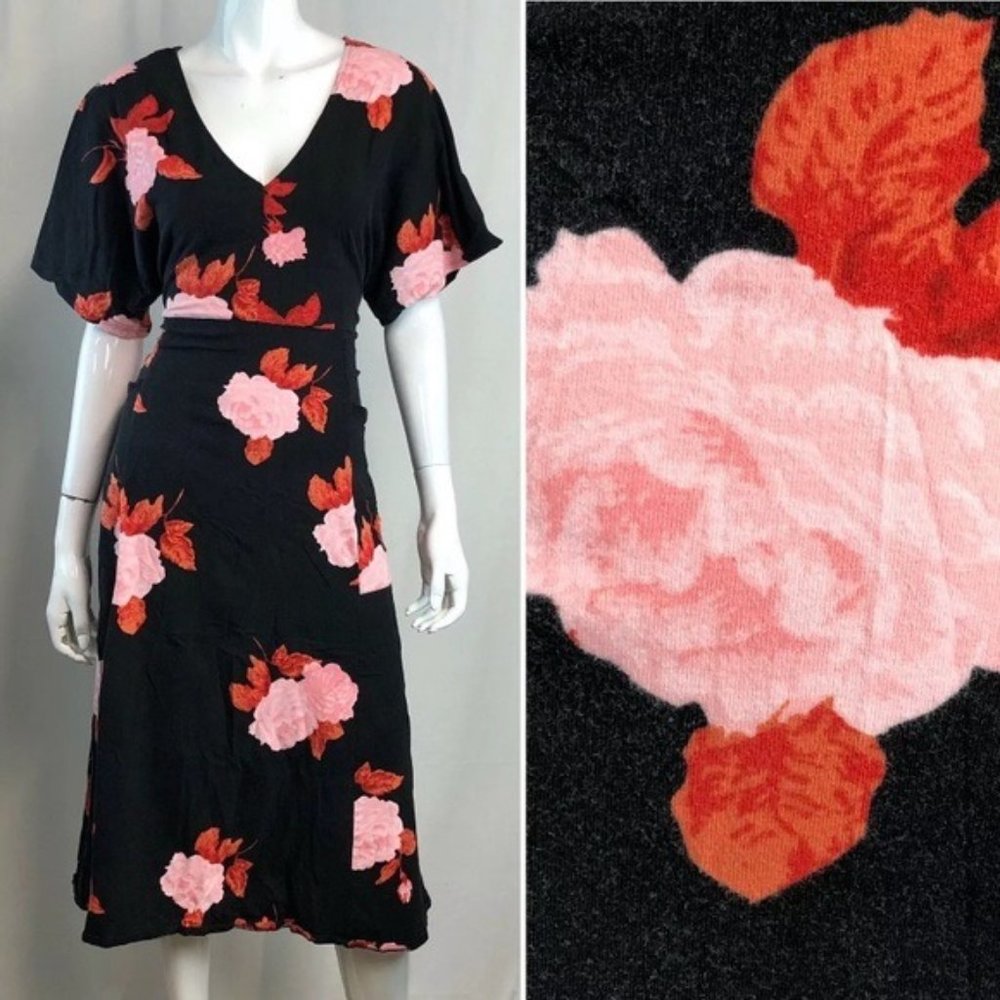 Floral V-neck Midi Dress